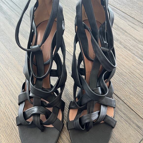 Sigerson Morrison Basma Block Heel Sandals Black Metallic Size 9.5 - Picture 1 of 9